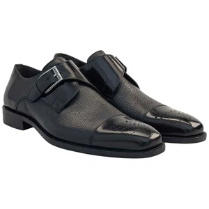 Phoenix Black Genuine Deerskin Monkstraps by Mezlan (11-M) - Picture 1 of 4