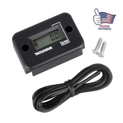Digital Tachometer Chainsaw Engine Tach Hour Meter Lawn Mower  Black 2 Stroke - Image 1 of 4