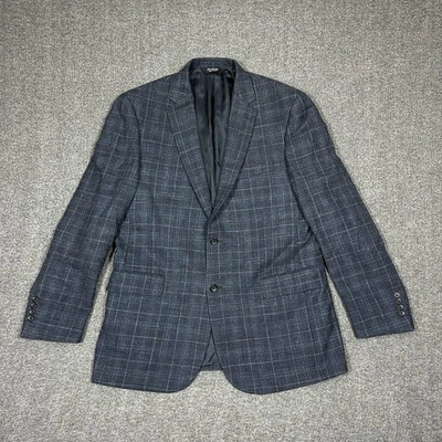 Blazer Chaqueta Deportiva Jos A Bank Lana Seda Lino Azul A Cuadros Ajuste A Medida Para Hombres 44L Foto 1 de 4