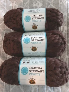 NEW * 3 balls Martha Stewart Lion Brand "lofty wool blend"  #526 BRIDLE BROWN - Picture 1 of 2