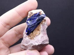 FD MINERALS: TOP AZURITE on matrix - Kerrouchene - Khenifra - Morocco - 113 gram - Picture 1 of 13