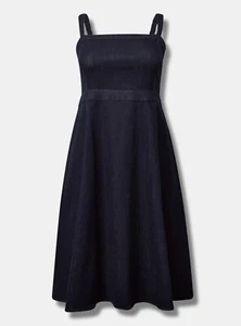 Torrid Midi Denim Sleeveless A-line Dress Blue Plus Size 16 #G65015 - Picture 1 of 4