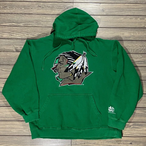 North Dakota Fighting Sioux UND Green Hoodie Hooded Sweatshirt Men's Size 23x25 Cover