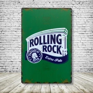 Rolling Rock Beer Vintage Style Tin Metal Bar Sign Man Cave Collectible New - Picture 1 of 1