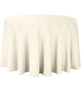 Ivory Table Cover Cloth Home Party Decoration Solid Plain 108 Inch Round - Picture 1 of 4