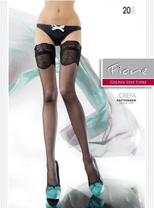 FIORE JOSEFA STAY UP THIGH HIGH STOCKINGS FINE EUROPEAN  3 SIZES NATURAL - Picture 1 of 6