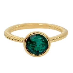 1,20Kt Runden Form 100% Natürlich Grün Smaragd Damen Ring Im 585er Gelbgold - Bild 1 von 1