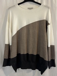 Maglione donna Poppy & Whimsy manica lunga tortora grigio avorio combinato taglia 3X - Foto 1 di 8
