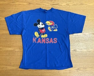 Mickey Mouse Kansas University KU T-Shirt Men's 2XL Top Blue Disney XXL - Picture 1 of 6