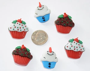 Jolly Treats ~ Holiday & Snowman Decorated Cupcakes/ Buttons Galore Christmas - Picture 1 of 2