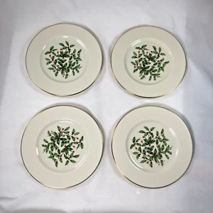 LENOX Holiday Presidential "Special" Christmas 4 Salad Plates 8 1/4" MADE in USA - Picture 1 of 3