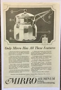 Woman's Home Companion 1920  MIRRO ALUMINUM SAUCEPAN Magazine Print Ad - Picture 1 of 4