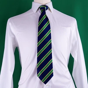 Marineblau und grün gestreifte Herren 3,5" breite Krawatte Luxus Anzug Hemd Mode Krawatte - Bild 1 von 3