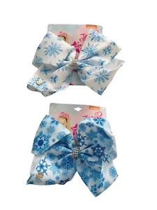 Jojo Siwa 8” Large Snowflake Girls Hair Bows Accessories Clip (2)pcs ✨ Blue - Picture 1 of 4