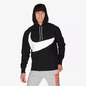NUEVO NIKE AIR SWOOSH SUDADERA CON CAPUCHA CHAQUETA TOP SWOOSH AÑOS 90 SUÉTER DE LANA NEGRA - Imagen 1 de 18