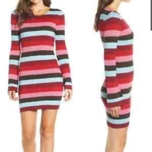 NEW BLANKNYC Denim Striped Long Sleeve Sweater Dress Medium