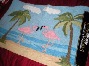 NOURISON HANDMADE TROPICAL SUMMER PINK FLAMINGO WASHABLE ACCENT MAT RUG 20 X 32 - Picture 1 of 1