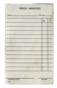 School Attendance Ephemera Tally Pad Instructor Room Period Absentees Tardies - Picture 1 of 7