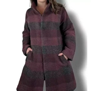 NWT Kenar Wool Jacket Lightweight Sweater Buffalo Plaid Winter Cozy Size M - Picture 1 of 9