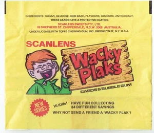 WRAPPER: 1982 Scanlens Wacky Plaks cards & gum wrapper EXC - Picture 1 of 1