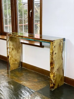 Epoxy Resin Waterfall River Bent Table Console Unique Custom 46" x 13" Free Ship - Image 1 of 4