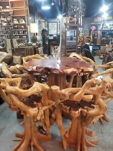 Live Edge Bar Table With 6 Chairs