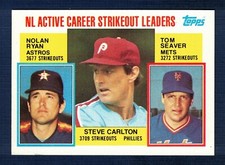 1984 Topps Nolan Ryan/Steve Carlton/Tom Seaver #707 NL Active K Leaders NM/MT