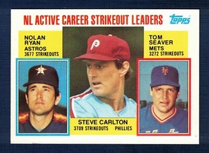 1984 Topps Nolan Ryan/Steve Carlton/Tom Seaver #707 NL Active K Leaders NM/MT