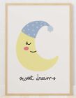Cresent Cute Moon Sleeping Sweet Dreams Nursery Wall Decor Art Poster Print