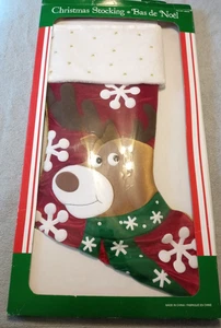 Medias de Navidad de renos de peluche tamaño gigante 48" de alto bucles dobles NUEVO - Imagen 1 de 5