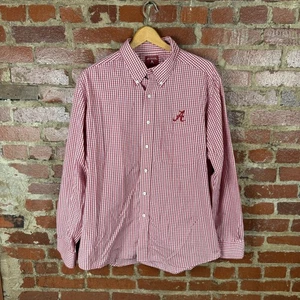 Alabama Crimson Tide Shirt Mens XL NCAA Football Button Down Long Sleeve Gingham - Picture 1 of 7