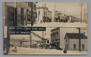 RPPC 2 Ansichten Schneeszene SOUTH BEND WA Washington Ranberg Echtfoto Postkarte - Bild 1 von 2