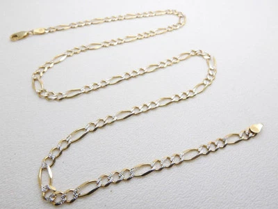 Collar Cadena Estilo Eslabón Figaro Oro Amarillo y Blanco 14K Dos Tonos 5.25 mm 24" Foto 1 de 4