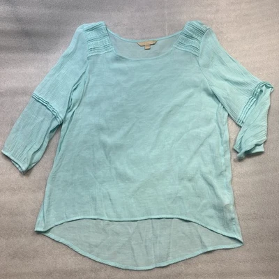 Blusa túnica Hope & Harlow para mujer manga L verde azulado 3/4 Foto 1 de 4