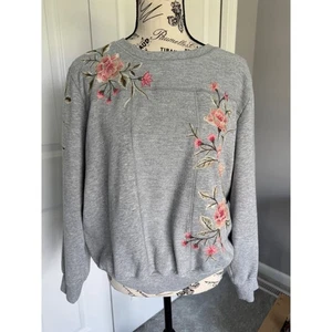 Sudadera Petite Casual Fridays Floral Bordada Mujer Gris P-Grande - Imagen 1 de 5