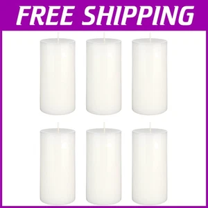 White Pillar Candles 6 pcs - Hand Poured Wax - Picture 1 of 3