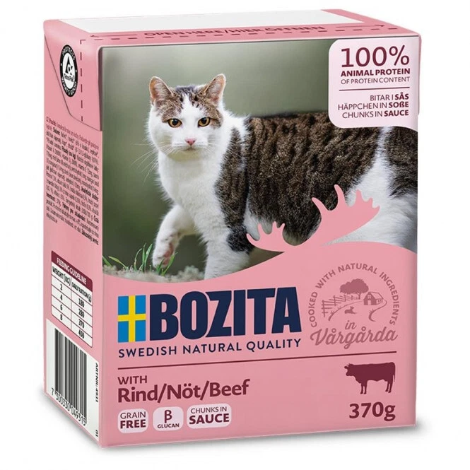 Bozita Cat Tetra Recard Häppchen in Soße Rind 6 x 370g (EUR 8,96 / kg) - Bild 1 von 1
