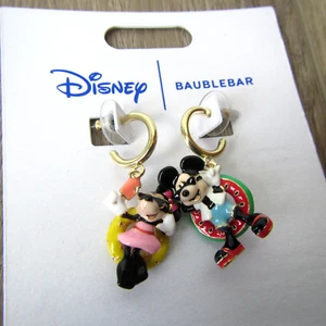 DISNEY BAUBLEBAR MICKEY MINNIE RETRO SUMMER WATERPARK RARE EARRINGS GOLD TREAT - Picture 1 of 2
