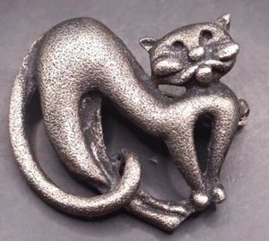 Vintage Brosche Katze Versilbert - Bild 1 von 7
