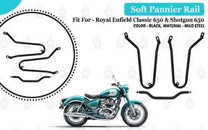 BLACK SOFT PANNIER RAIL "FOR ROYAL ENFIELD SHOTGUN & CLASSIC 650" - Picture 1 of 7