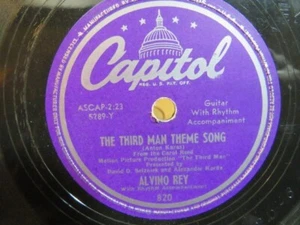 ALVINO REY, 78rpm, 10" CAPITOL - 820, The Third Man Theme Song, VG, - Picture 1 of 4