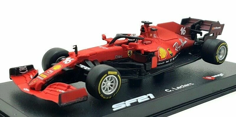 BURAGO 1 43 DIE CAST AUTO F1 - FERRARI SF21 #16 C. LECLERC ART 18-36828