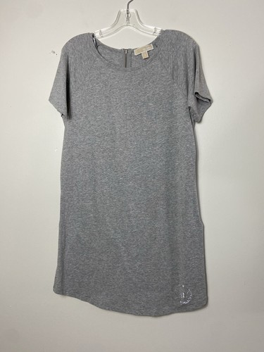 Abito T Shirt Michael Kors Taglia Media Argento Strass Logo Grigio Cotone
