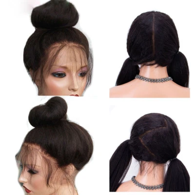 Indian Remy Human Hair Lace Wigs _ Italian Yaki Straight Full /Front Wigs 12-22' - Image 1 of 4