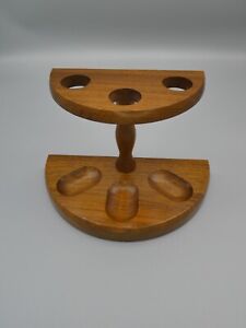 Vintage dunhill 3 Pipe Wood Stand Half Moon Shape Wooden Rack Display Rest Rare