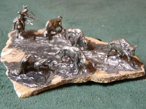 Ken Dettling Artist Sculpture 1982 Pewter Miniatures of Old West "Buffalo Hunt"2 - Picture 1 of 1