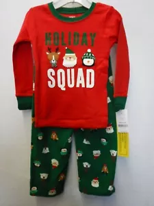 PIGIAMA RAGAZZO 3T CARTER'S HOLIDAY SQUAD NATALE TOP & PANTALONI PILE NUOVO #16898 - Foto 1 di 2