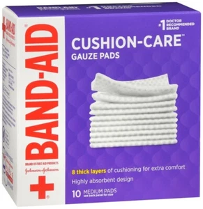 Band-Aid First Aid Gauze Pads 3X3 Medium 10 Count - Picture 1 of 3