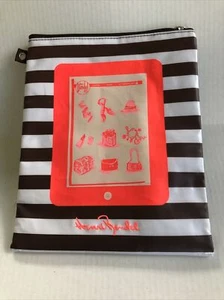 Henri Bendel Striped Padded Tablet iPad Makeup Case Cosmetic 11" x 9” Striped - Picture 1 of 4