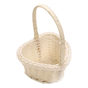 Wedding Flower Girl Basket Handheld Woven Small Picnic Basket - Picture 1 of 11